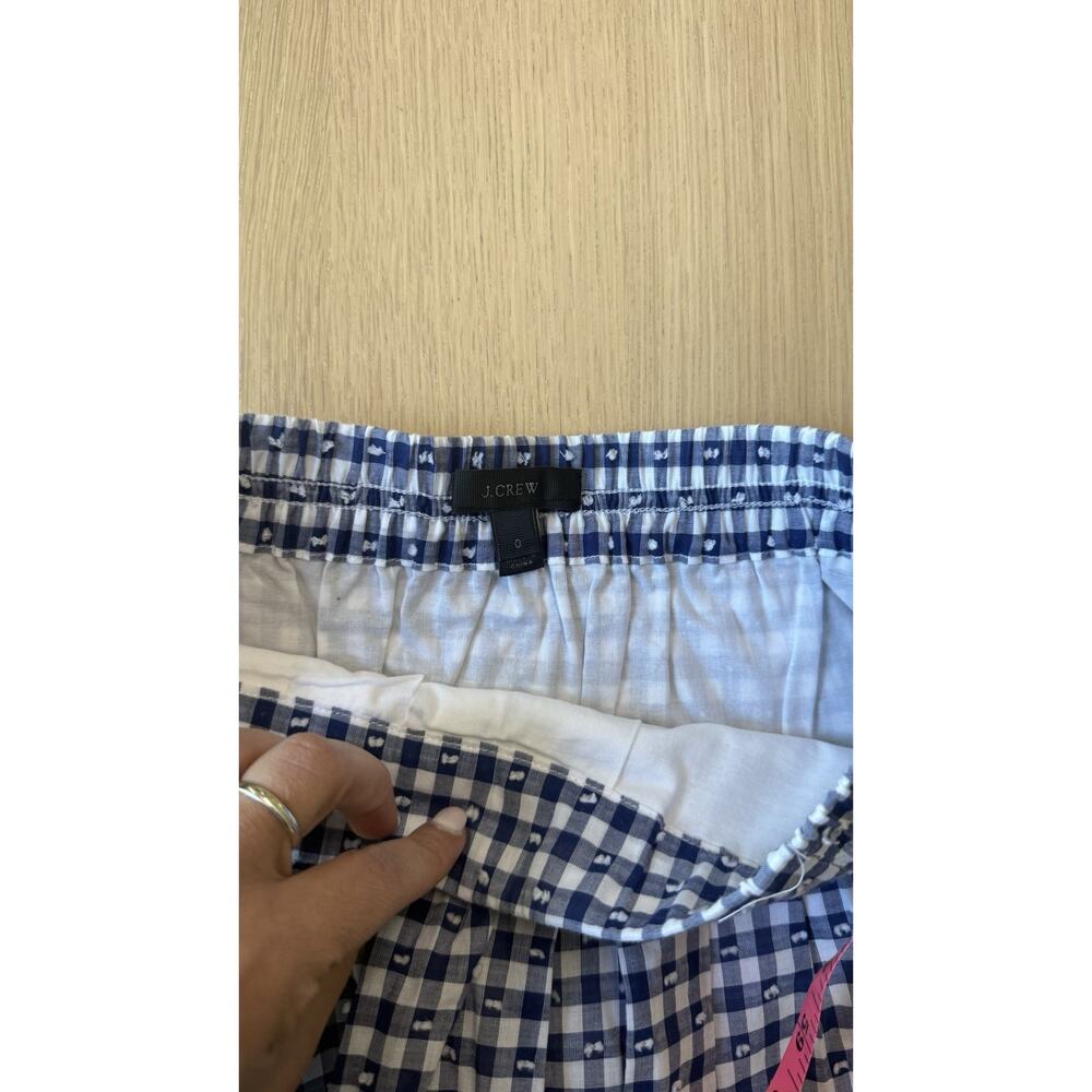 J. Crew Blue and White Gingham Pleated A-line Skirt Size 0 3033 - Picture 6 of 8
